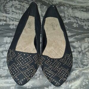 Jaclyn Smith Black Studded Flats